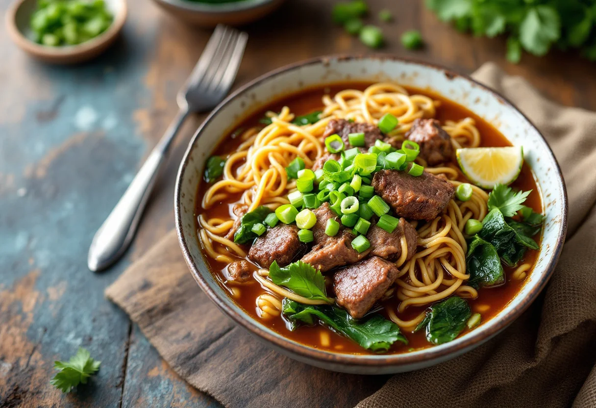 A photo of Beef Noodle Soup, a noodles dish from Taiwan