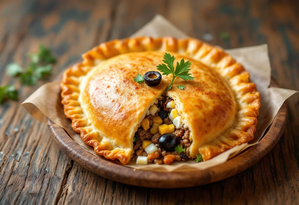 A photo of Empanada de Pino, a dough dish from Chile
