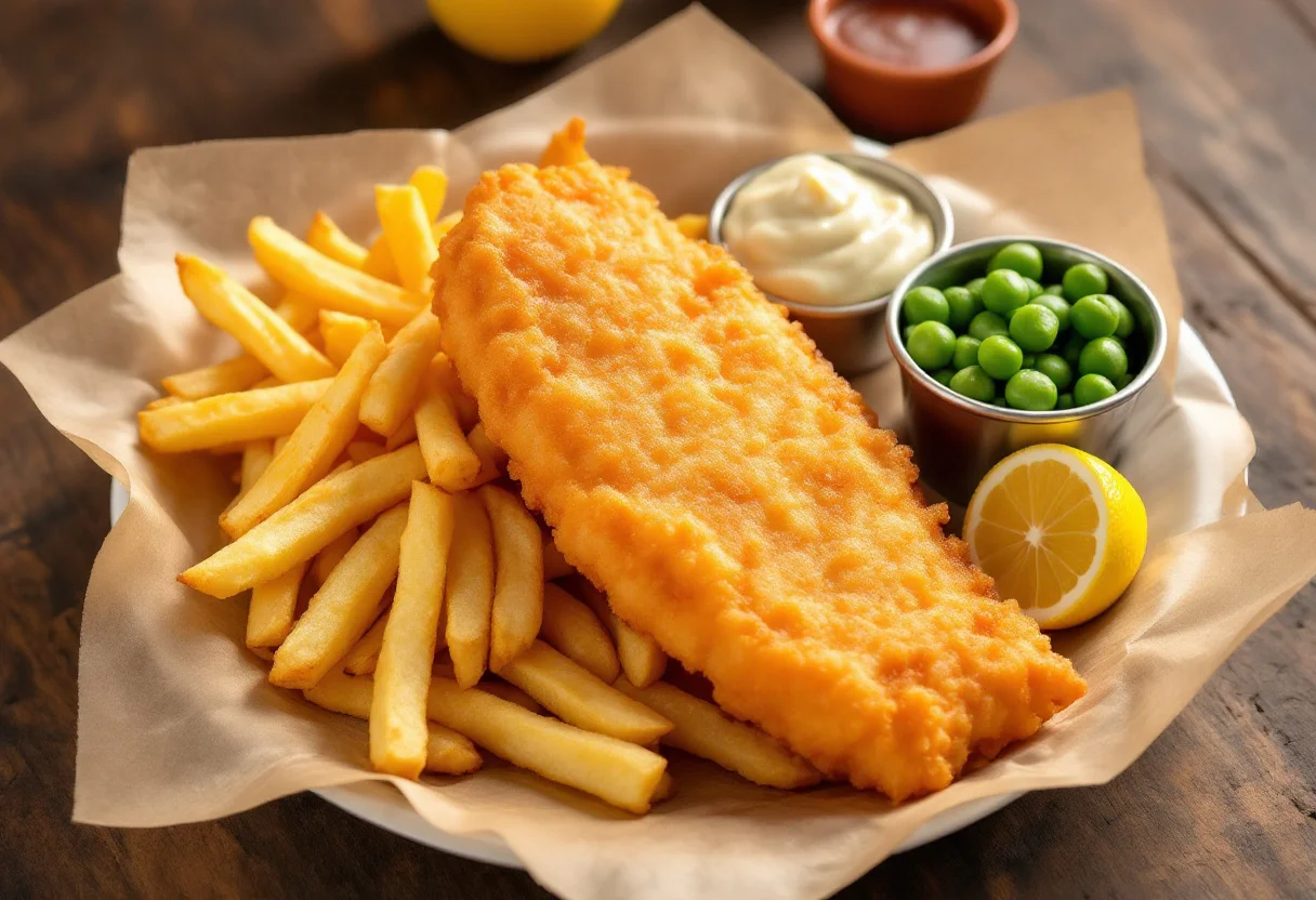 A photo of Fish and Chips, a fish dish from United Kingdom