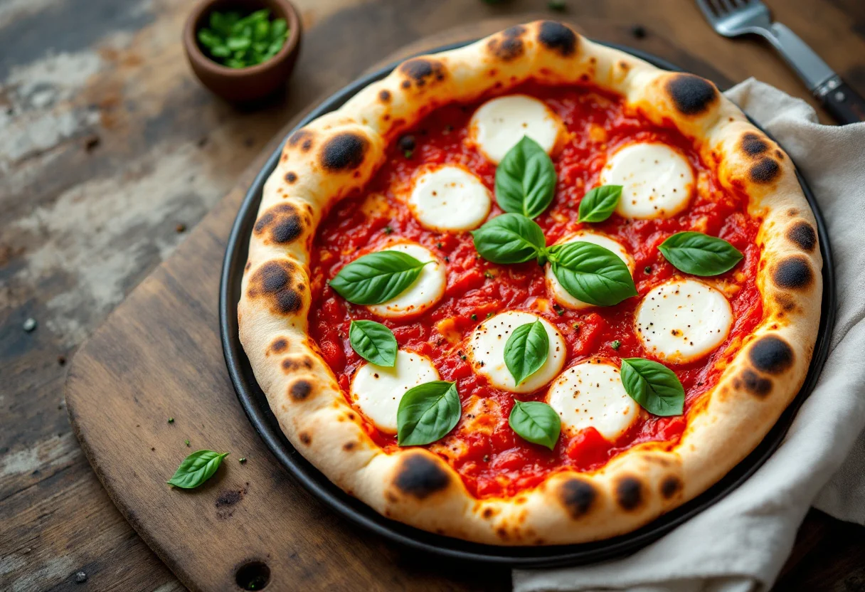 A photo of Pizza Margherita, a dough dish from Italy